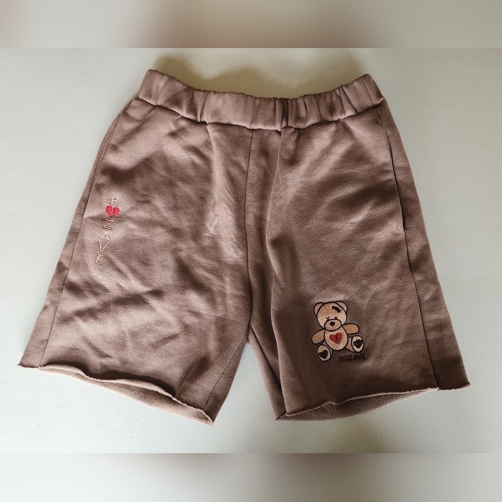 Roz Ave Teddy Bear Brown Sweat Shorts Women's Size M.